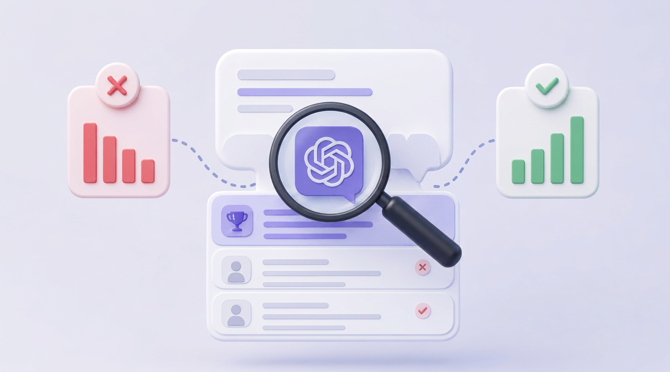 AI search competitor intelligence dashboard comparing two brands inside a generated recommendation.